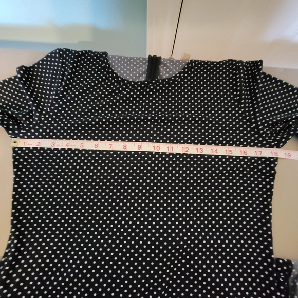 Michael Kors Black with White Polka Dot Dress with Shark-bite Hem Women's Size M - Picture 13 of 15